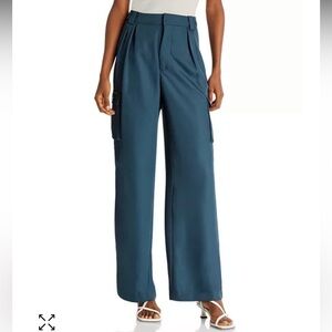 RAILS Harlow satin cargo‎ trousers Teal Ocean blue wide leg pants Sz 8